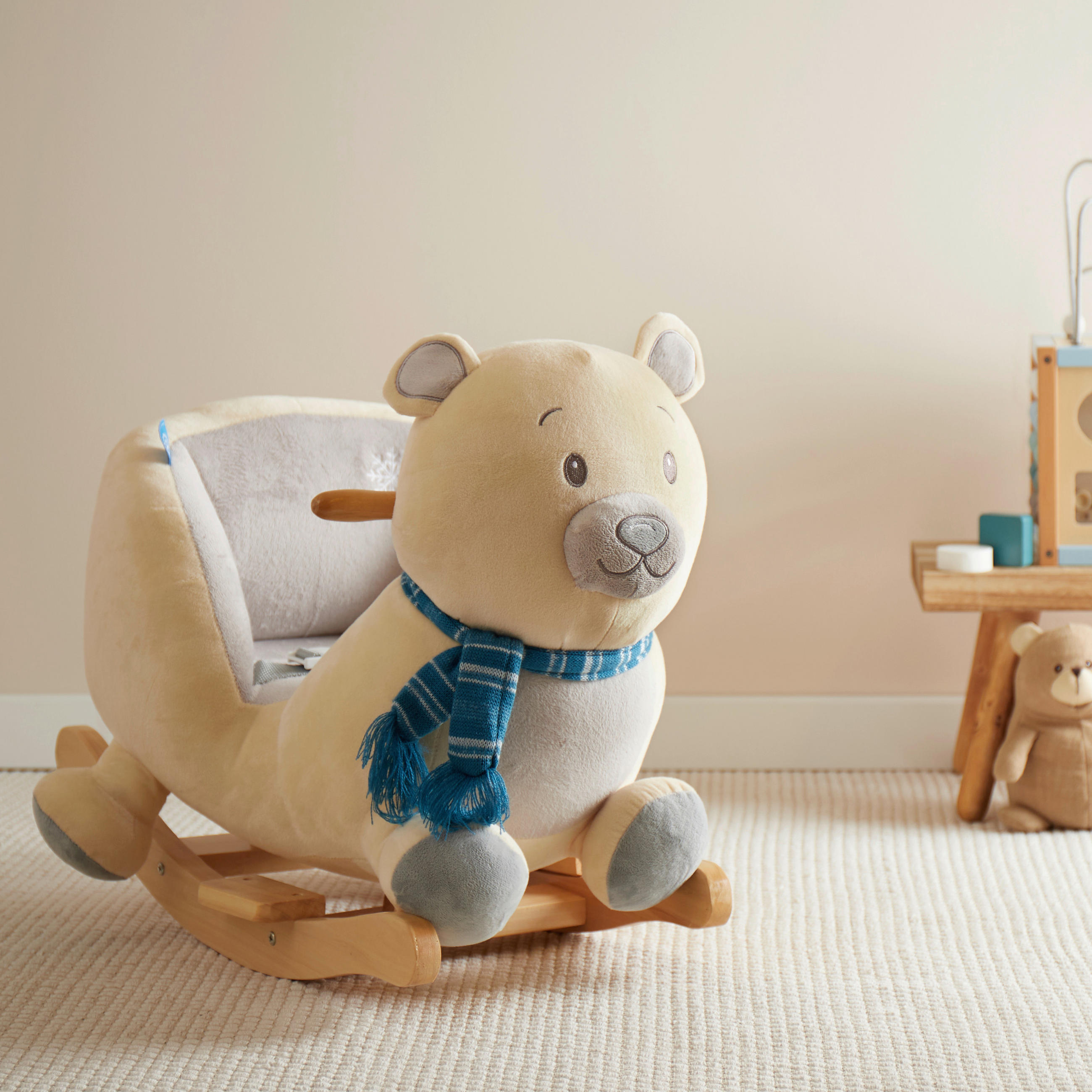 SCHAUKELTIER - Blau/Beige, Basics, Holz/Textil (33/60/58cm)