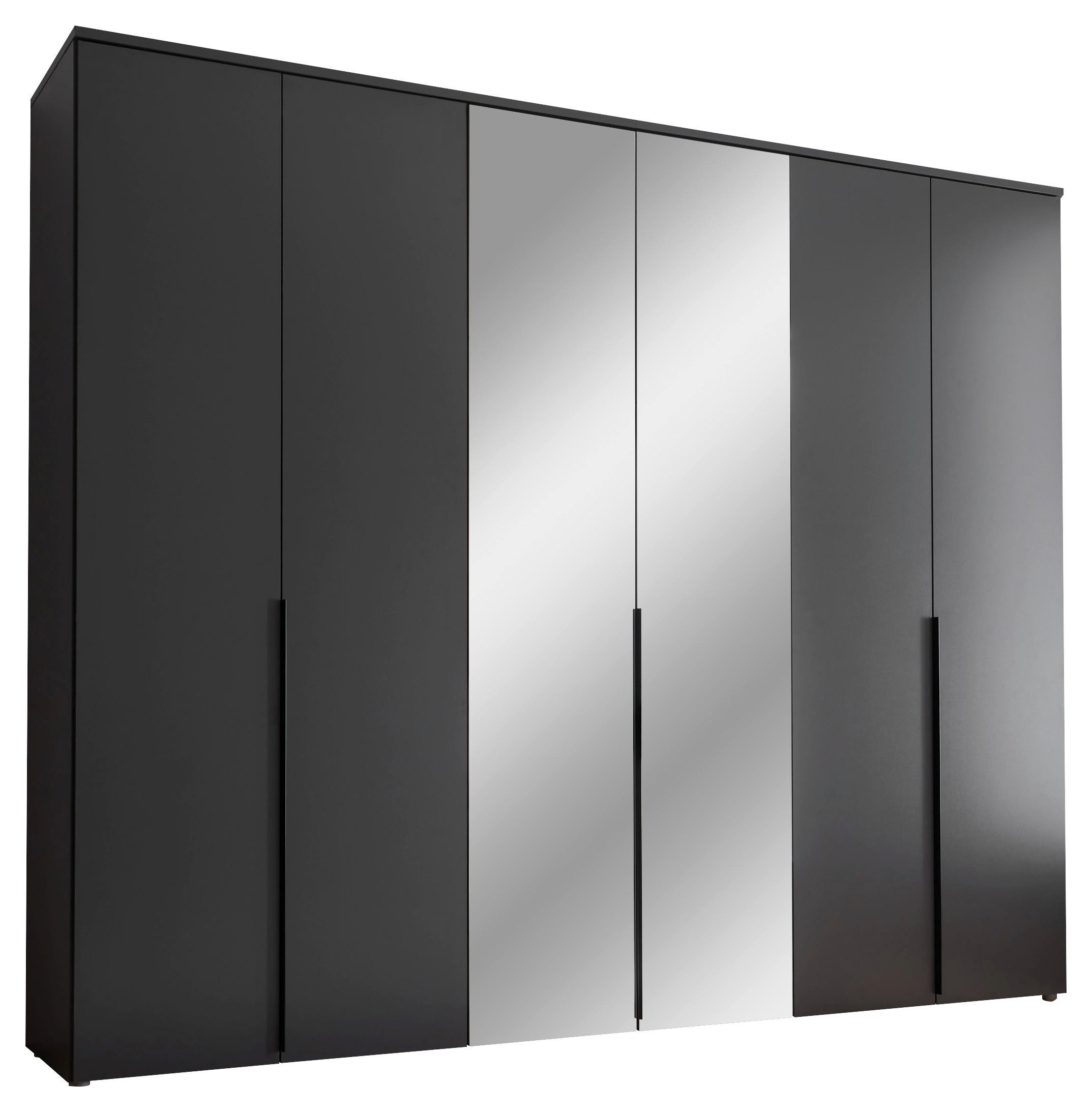 DREHTÜRENSCHRANK 270/225/52 cm,  in Graphitfarben, 6 Tür(en)  - Graphitfarben/Schwarz, MODERN, Glas/Holzwerkstoff (270/225/52cm) - MID.YOU