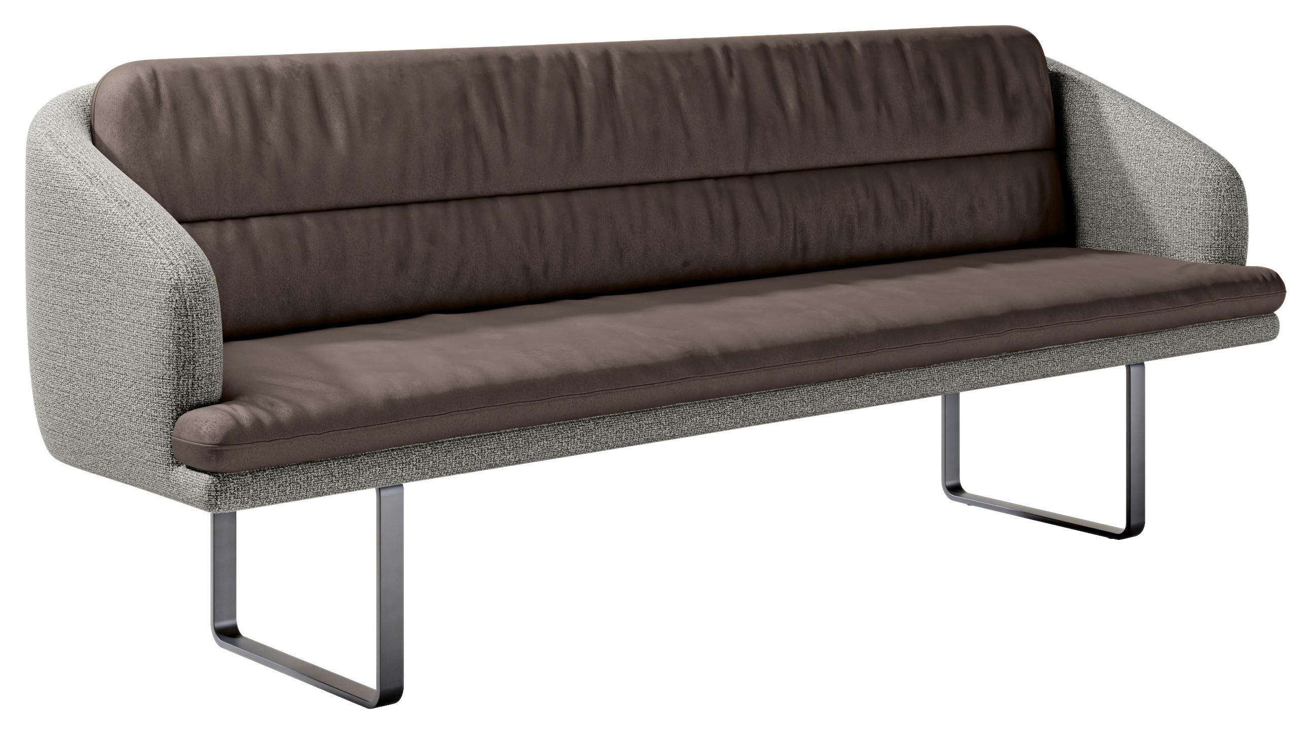 SITZBANK Textil Graubraun, Graublau  - Graublau/Graubraun, Design, Textil/Metall (255/89/68cm) - Dieter Knoll