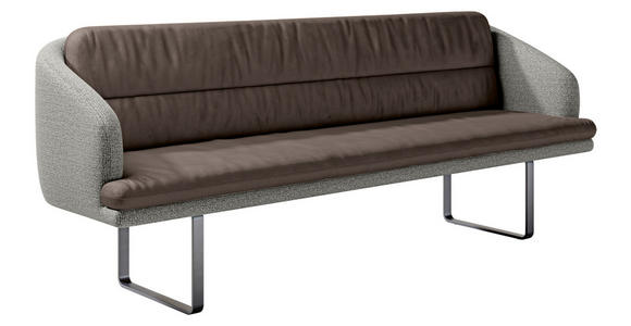 SITZBANK 255/89/68 cm Velours, Flachgewebe Graubraun, Graublau Metall  - Graublau/Graubraun, Design, Textil/Metall (255/89/68cm) - Dieter Knoll