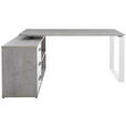 ECKSCHREIBTISCH 140/170/75 cm  in Grau, Weiß Hochglanz  - Edelstahlfarben/Weiß Hochglanz, Design, Holzwerkstoff/Metall (140/170/75cm) - Carryhome