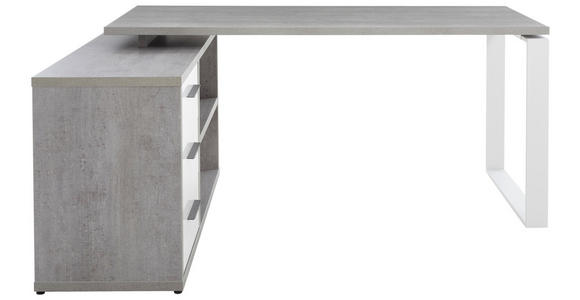 ECKSCHREIBTISCH 140/170/75 cm in Grau, Weiß Hochglanz - Edelstahlfarben/Weiß Hochglanz, Design, Holzwerkstoff/Metall (140/170/75cm) - Carryhome