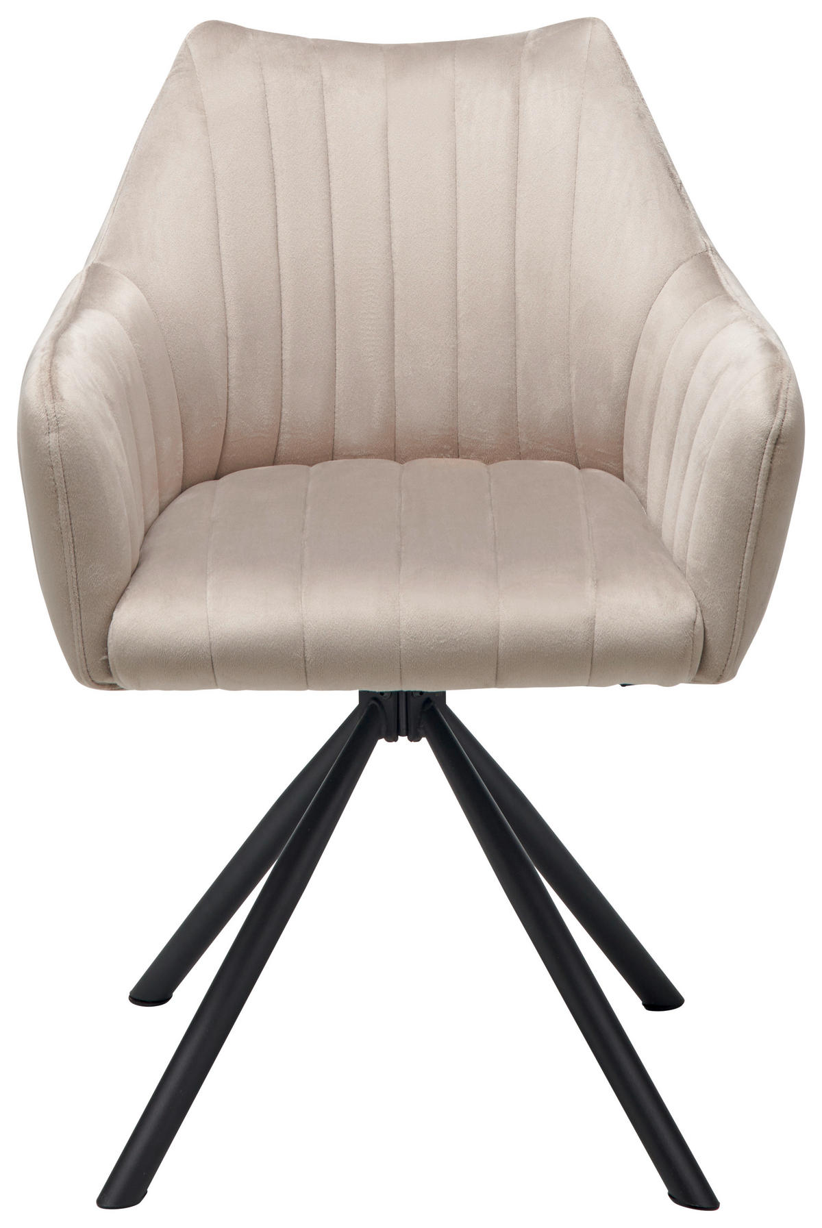 ARMLEHNSTUHL  in Eisen Samt  - Beige/Schwarz, Lifestyle, Textil/Metall (60/83/59cm) - MID.YOU
