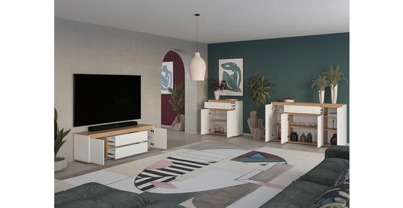 LOWBOARD  160/50/42 cm 2 Schublade(n) stehend  - Schwarz/Weiß, MODERN, Holzwerkstoff/Kunststoff (160/50/42cm) - Carryhome