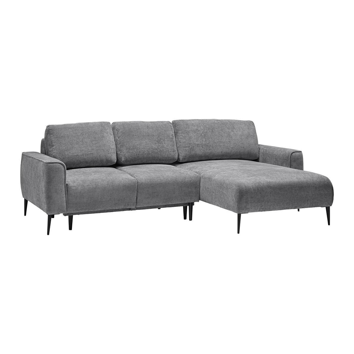 HÖRNSOFFA i vävt tyg grå  - grå/svart, Modern, metall/textil (255/164cm) - MID.YOU