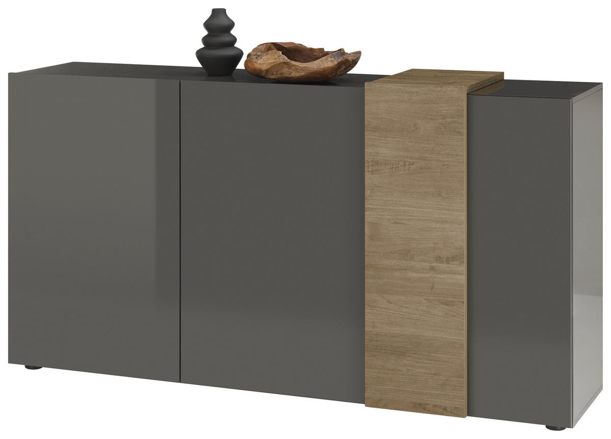 SIDEBOARD 181/94/44 cm  in Eichefarben, Dunkelgrau  - Eichefarben/Dunkelgrau, Basics, Holzwerkstoff (181/94/44cm)