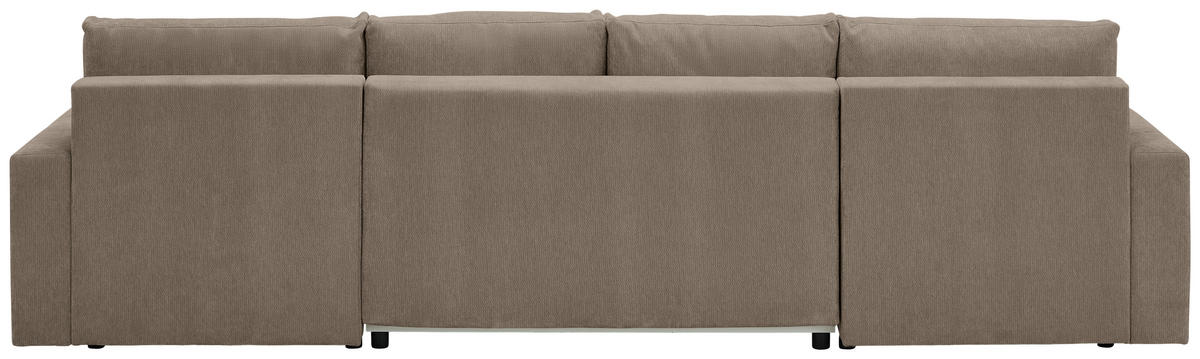 WOHNLANDSCHAFT Taupe Chenille  - Taupe/Schwarz, KONVENTIONELL, Kunststoff/Textil (140/328/140cm) - Ti'me