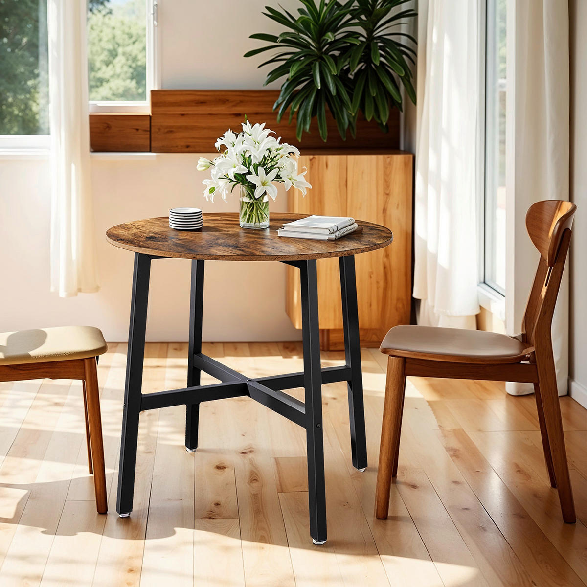 ESSTISCH Braun, Schwarz  - Schwarz/Braun, Trend, Holzwerkstoff/Metall (80/75/80cm) - MID.YOU