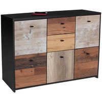 KOMODA   114,1/77,5/29,6 cm   crna, boje hrasta, boje pinije  - boje hrasta/boje pinije, Moderno, drvni materijal/metal (114,1/77,5/29,6cm) - Carryhome
