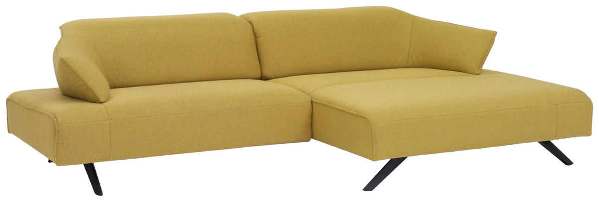 ECKSOFA in Struktur Currygelb  - Currygelb/Anthrazit, Design, Textil/Metall (276/165cm) - Himolla