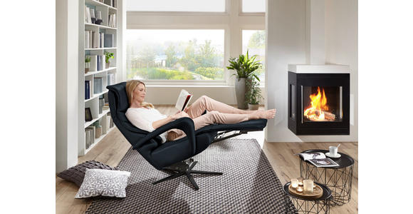 RELAXSESSEL in Leder Dunkelblau - Schwarz/Dunkelblau, Design, Leder/Metall (75/106/88cm) - Dieter Knoll
