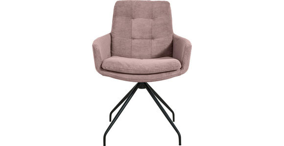 ARMLEHNSTUHL  Stoffauswahl, Typenauswahl, Sitzfläche 360° drehbar, Gestellauswahl Cord  - Schwarz/Altrosa, Design, Textil/Metall (63/90/69cm) - Johann Jakob