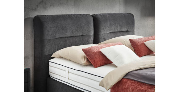BOXSPRINGBETT 180/200 cm in Anthrazit - Chromfarben/Anthrazit, KONVENTIONELL, Textil/Metall (180/200cm) - Dieter Knoll