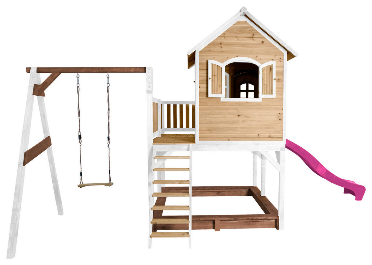 SPIELTURM 541/291/277 cm  - Lila/Braun, KONVENTIONELL, Holz/Kunststoff (541/291/277cm) - Ambia Garden