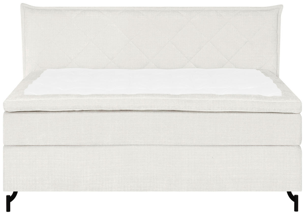 KONTINENTALSÄNG 160/200 cm  i vit  - vit/svart, Klassisk, metall/textil (160/200cm) - Novel