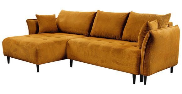 ECKSOFA Currygelb Chenille - Currygelb/Schwarz, KONVENTIONELL, Holz/Textil (160/290cm) - Carryhome