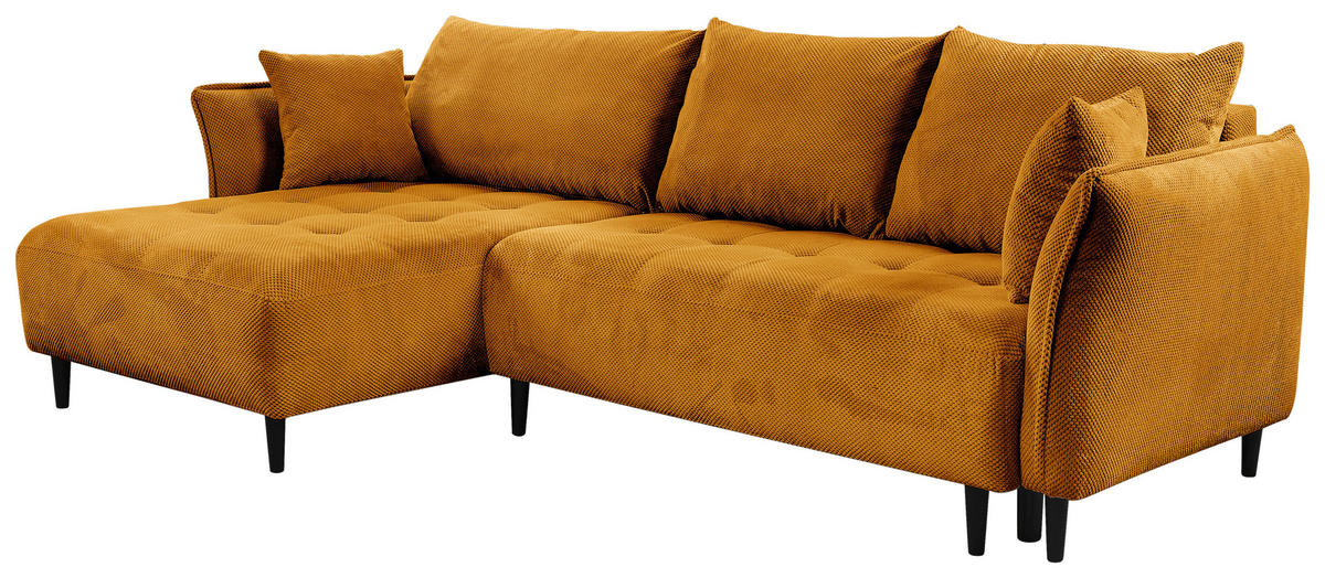 ECKSOFA Currygelb Chenille  - Currygelb/Schwarz, KONVENTIONELL, Holz/Textil (160/290cm) - Carryhome