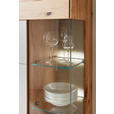 WOHNWAND Sonia  in Weiß, Buchefarben  274/206/54 cm  - Edelstahlfarben/Buchefarben, Design, Glas/Holz (274/206/54cm) - Valnatura