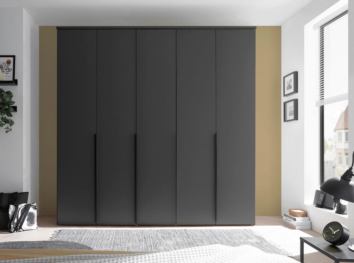 DREHTÜRENSCHRANK  in Graphitfarben  - Schwarz/Graphitfarben, MODERN, Holzwerkstoff/Kunststoff (225/225/52cm) - Carryhome