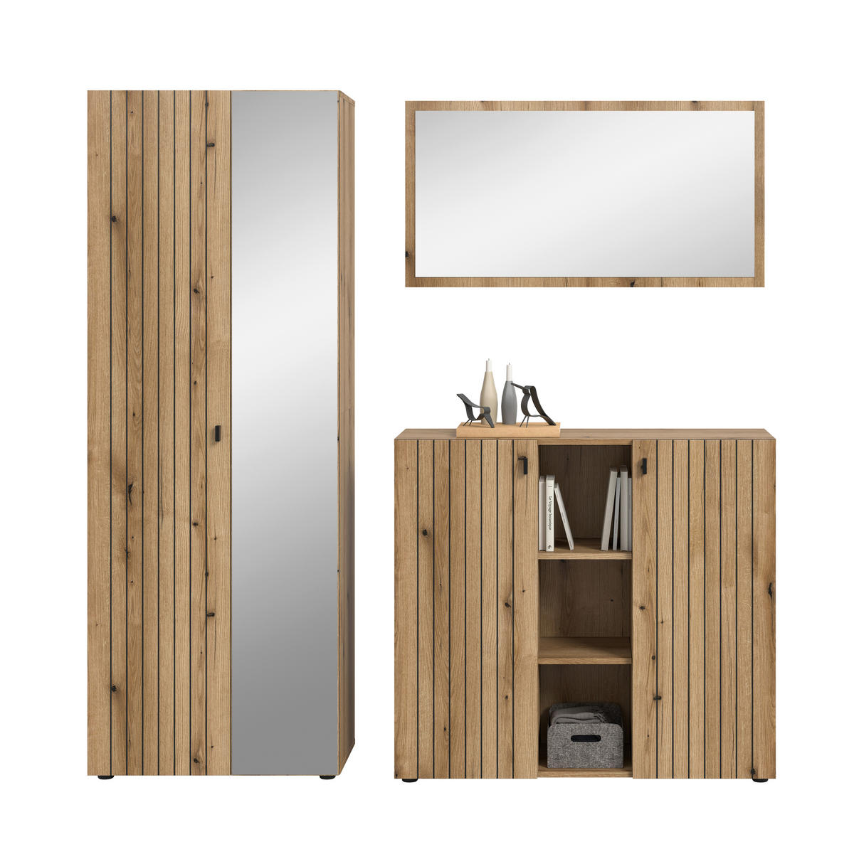 GARDEROBE 3-teilig  in 191/192/37 cm  - Eichefarben, Design, Holzwerkstoff (191/192/37cm) - MID.YOU