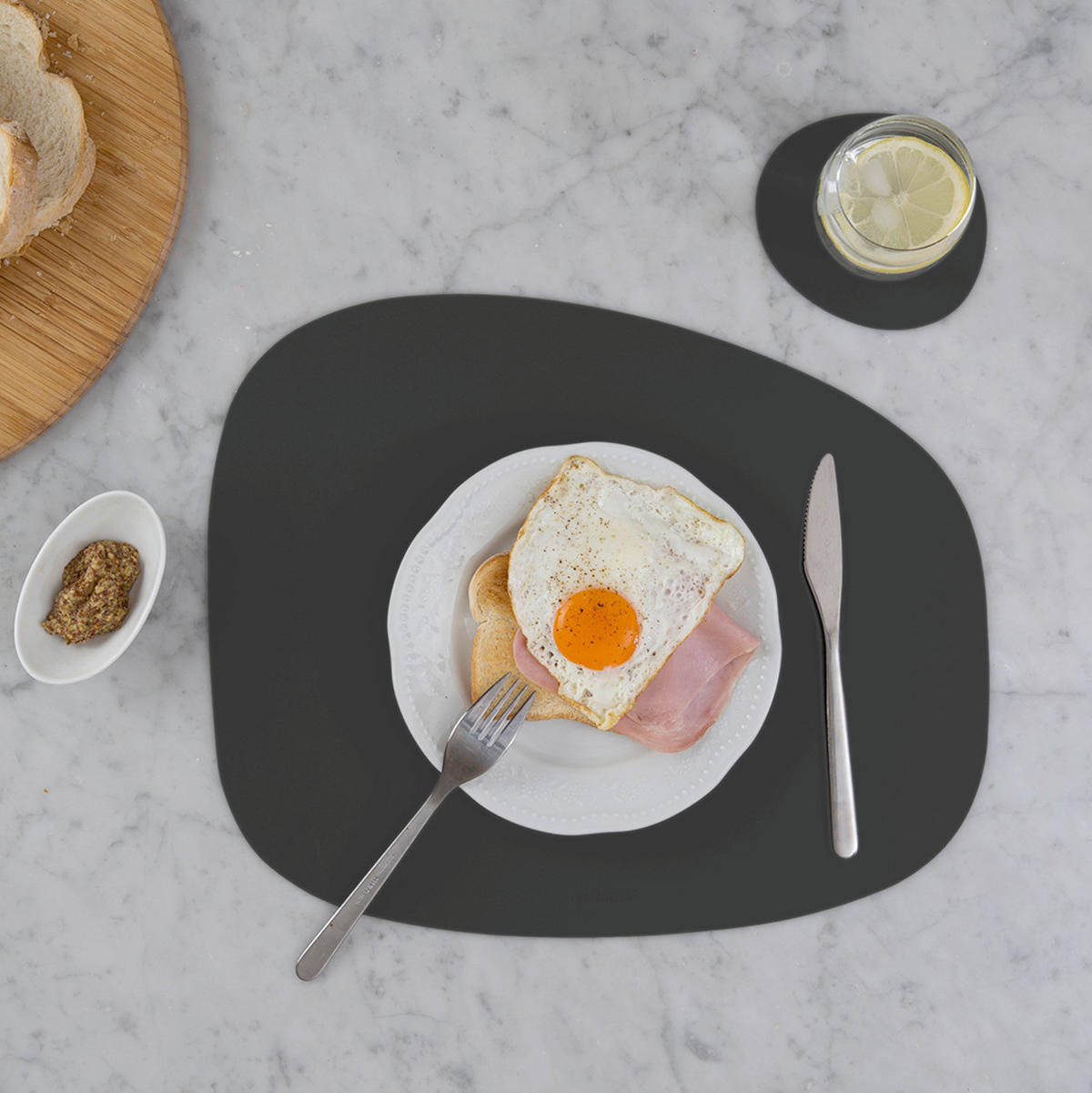 TISCHSET Leder Schwarz  - Schwarz, Basics, Leder (40/33/0.2cm)