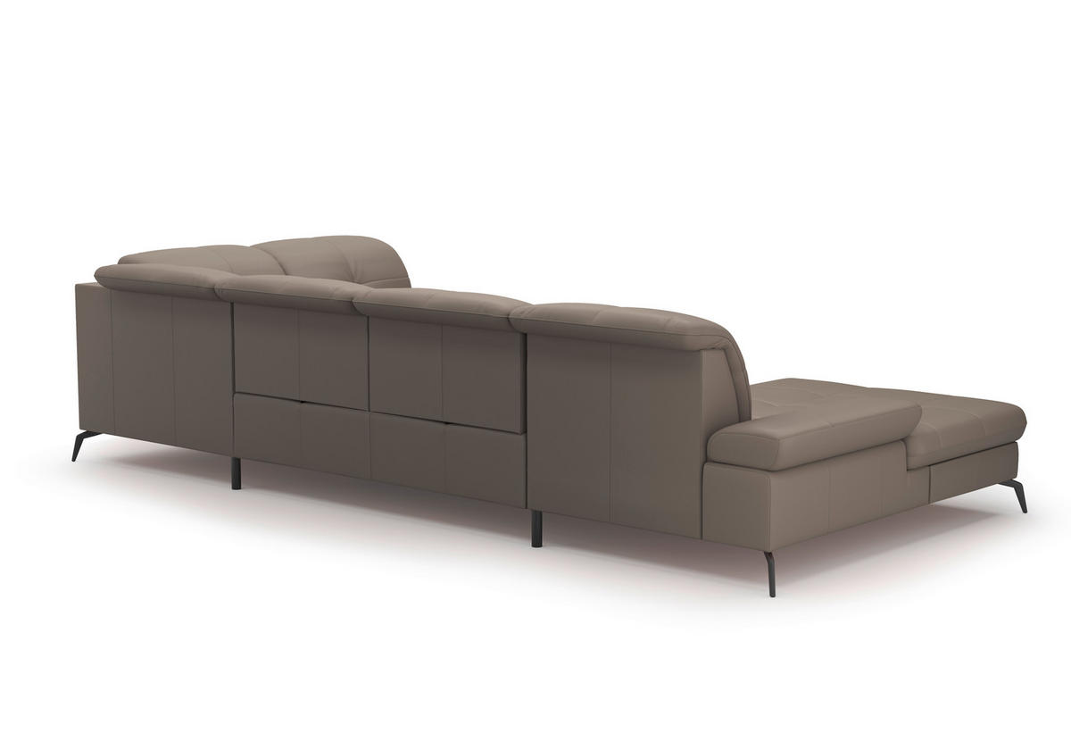 WOHNLANDSCHAFT in Echtleder Grau  - Schwarz/Grau, Konventionell, Leder/Metall (185/357/231cm) - Sit & More