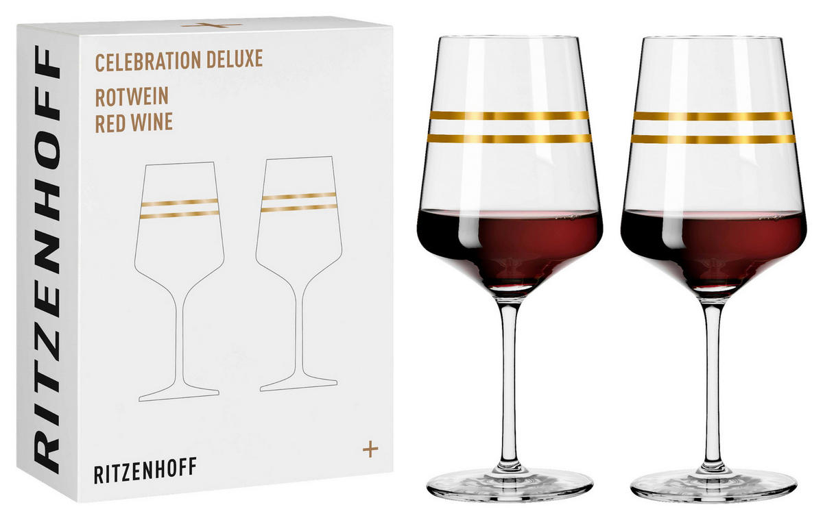 ROTWEINGLAS Celebration Deluxe 540 ml 2-teilig  - Goldfarben, Trend, Glas (0,54cm) - Ritzenhoff
