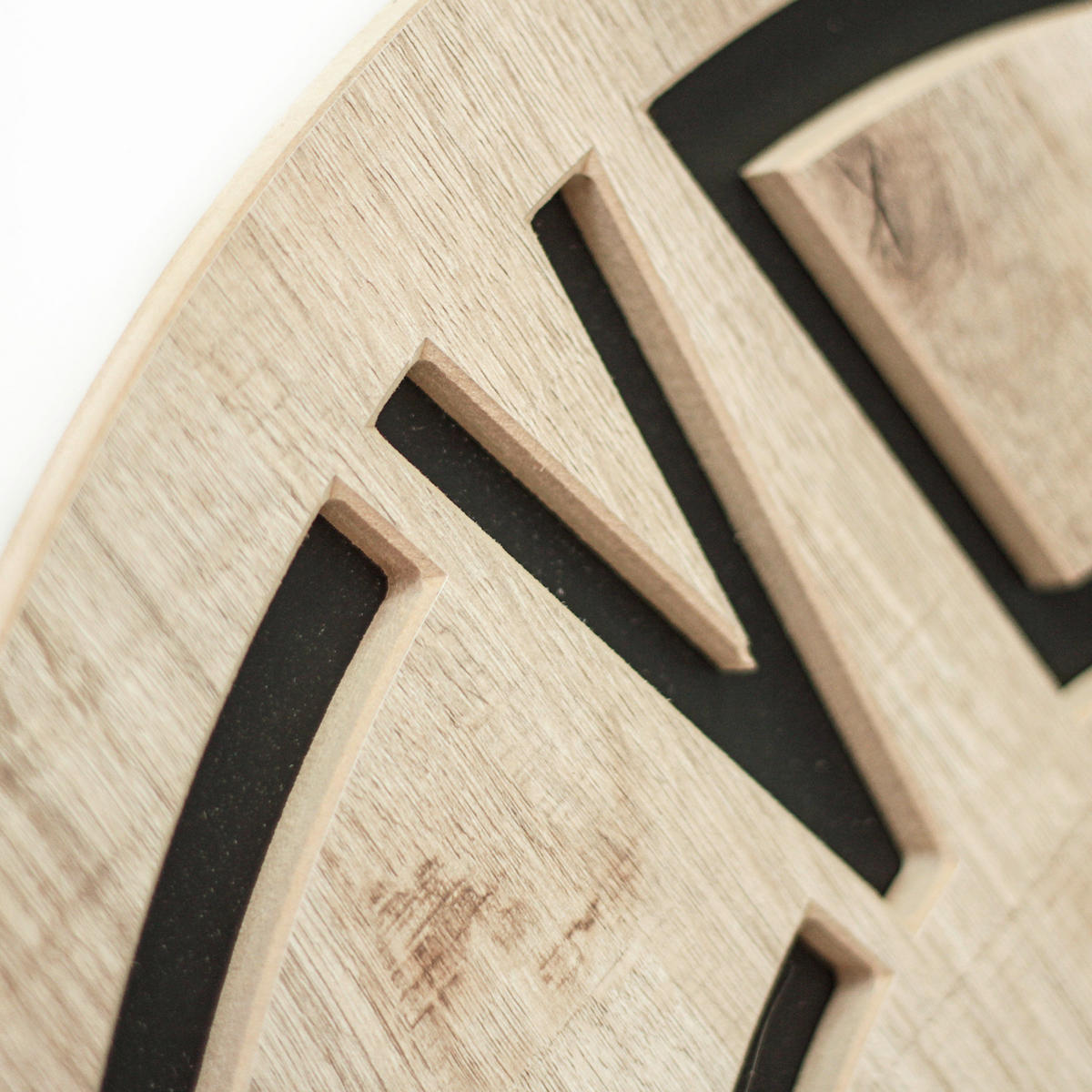 WANDUHR - Schwarz, Eichefarben  - Eichefarben/Schwarz, Basics, Holz/Kunststoff (57cm)