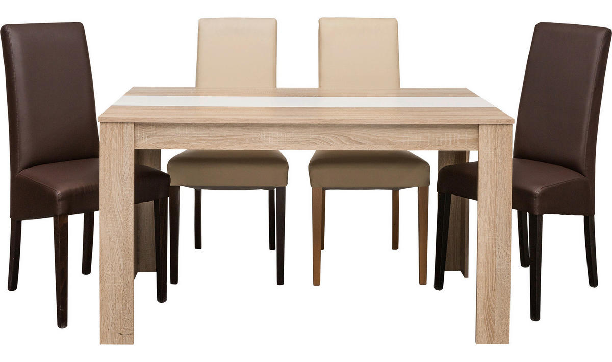 ÉTKEZŐASZTAL - Sonoma tölgy/fehér, Basics, faalapú anyag (135/75/80cm) - Carryhome