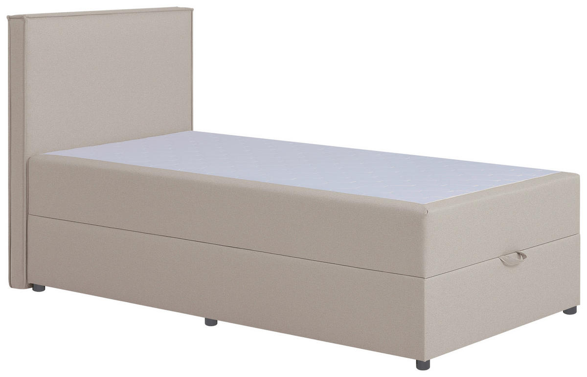 BOXBETT 100/200 cm,  in Beige, H3 = fest  - Beige/Schwarz, MODERN, Kunststoff/Textil (100/200cm) - MID.YOU