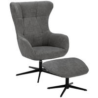 RELAXSESSELSET in Textil Grau  - Schwarz/Grau, Design, Textil/Metall (73/107/80cm) - Welnova