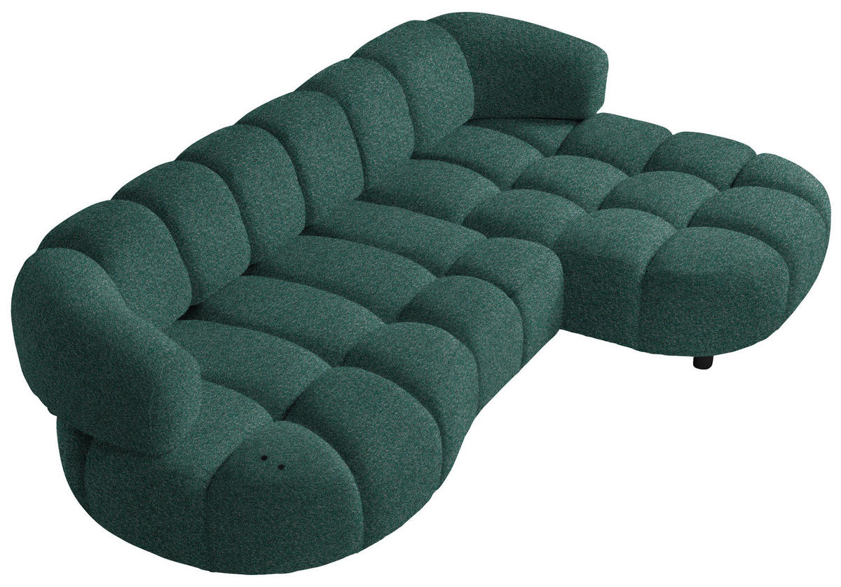 ECKSOFA Grün Webstoff  - Schwarz/Grün, Design, Holz/Textil (284/183cm) - Welnova