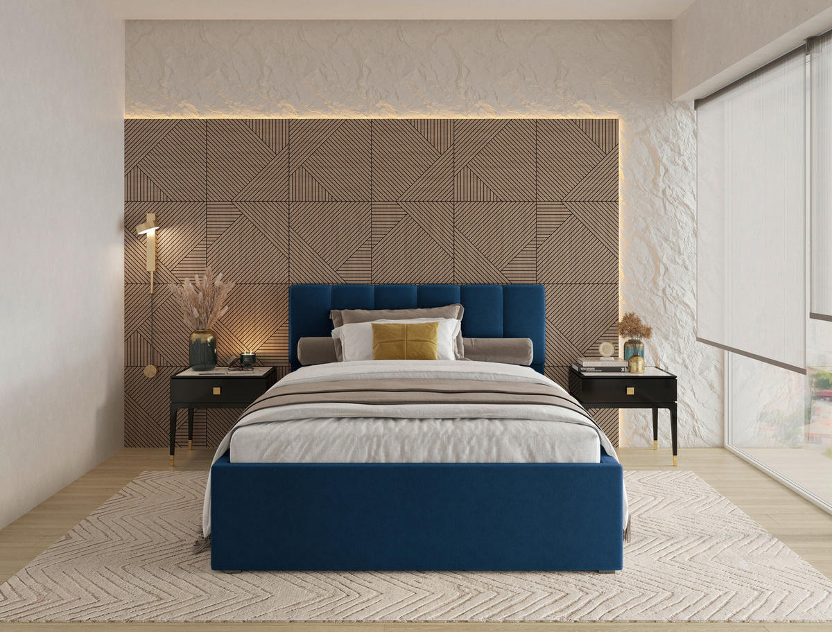 POLSTERBETT Lattenrost, Bettkasten Royalblau 140/200 cm  - Royalblau/Schwarz, Design, Holz/Kunststoff (140/200cm) - Stylife