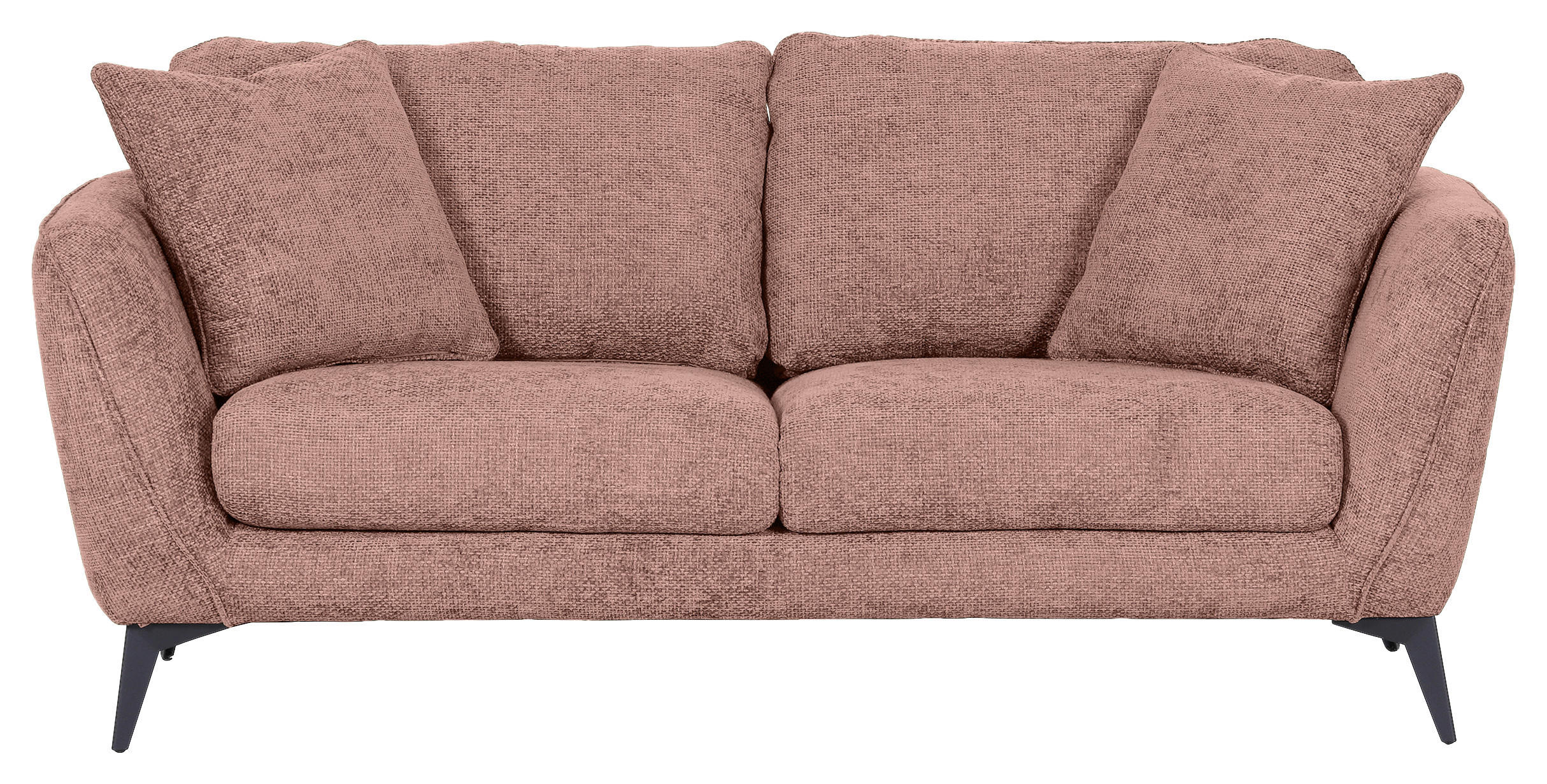 2-SITZER-SOFA in Chenille Altrosa  - Schwarz/Altrosa, Konventionell, Textil/Metall (190/70/98cm) - Carryhome