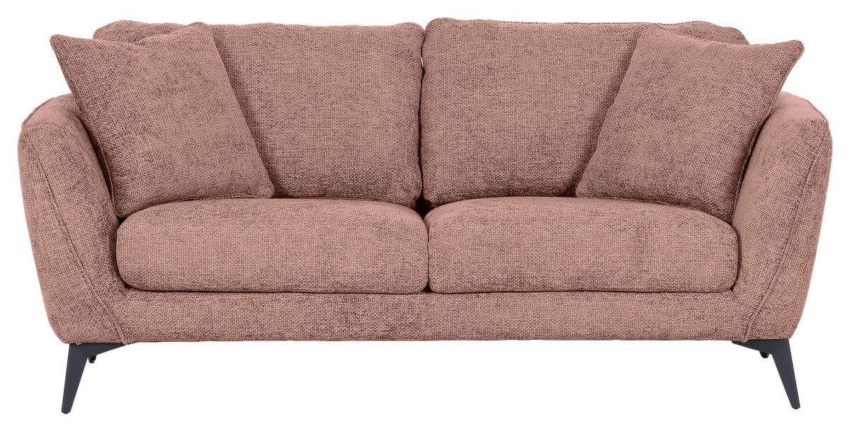 2-SITZER-SOFA in Chenille Altrosa  - Schwarz/Altrosa, Konventionell, Textil/Metall (190/70/98cm) - Carryhome