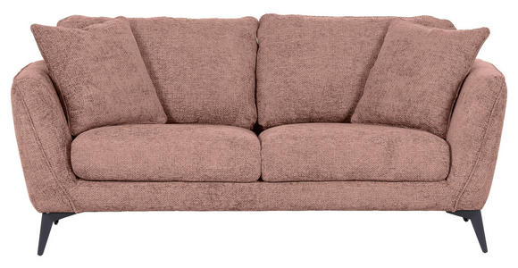 2-SITZER-SOFA in Chenille Altrosa  - Schwarz/Altrosa, KONVENTIONELL, Textil/Metall (190/70/98cm) - Carryhome