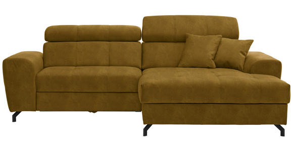 ECKSOFA  in Velours Gelb, Grün  267/181 cm  - Gelb/Schwarz, Design, Textil/Metall (267/181cm) - Carryhome