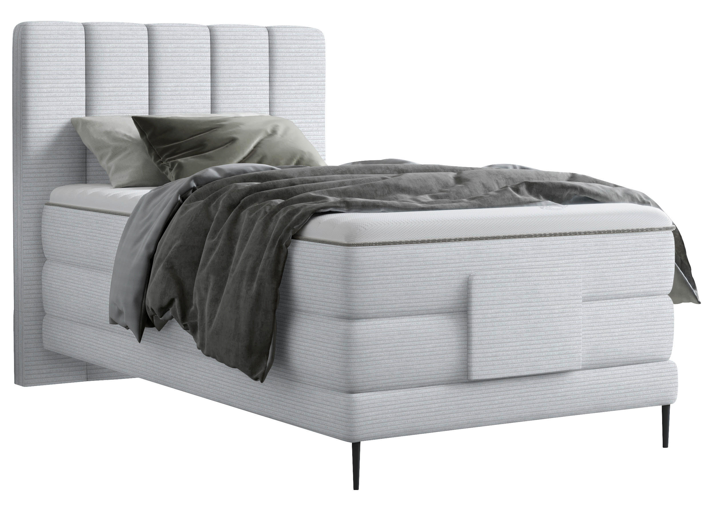 BOXSPRINGBETT 100/200 cm  in Silberfarben  - Silberfarben/Schwarz, Natur, Textil/Metall (100/200cm) - Esposa