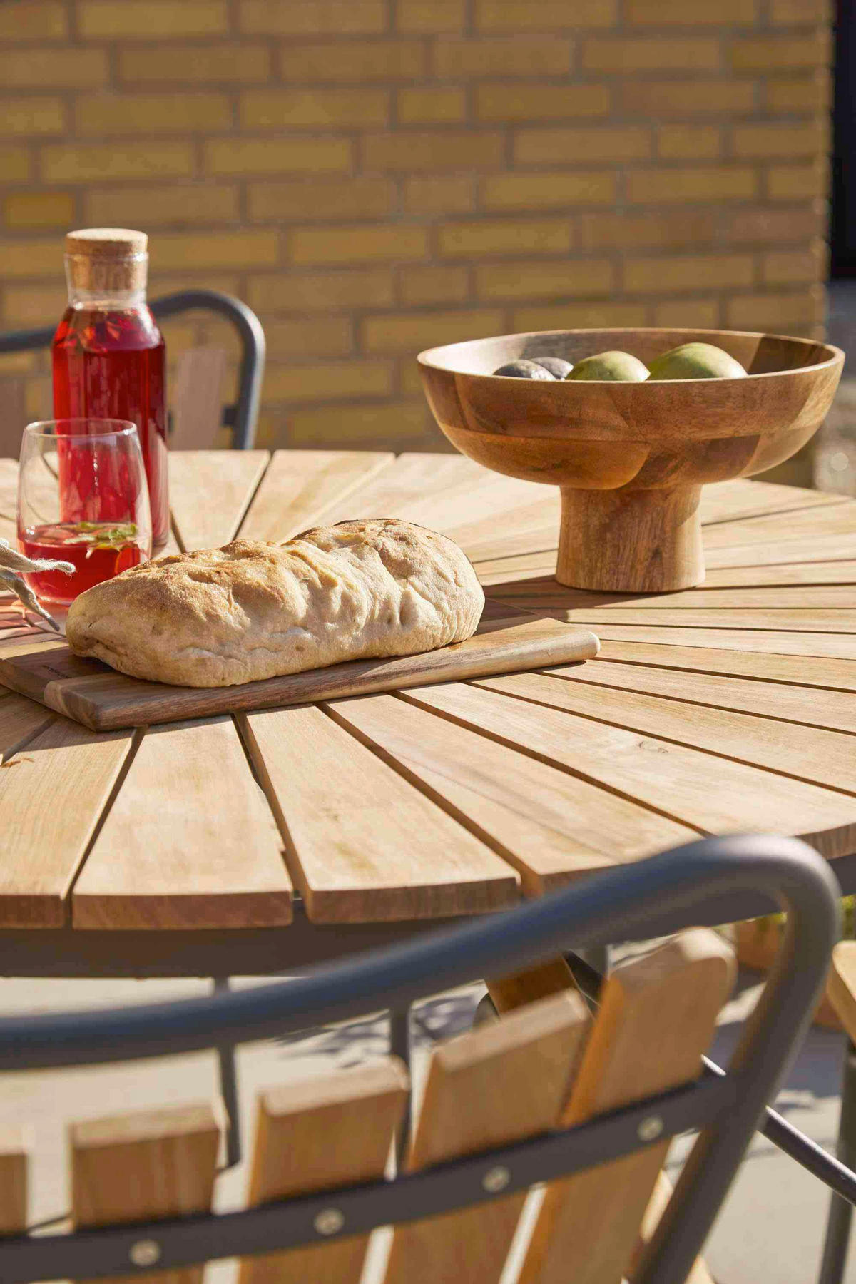 GARTENTISCH 110/110/74 cm Holz rund  - Anthrazit/Teakfarben, KONVENTIONELL, Holz/Metall (110/110/74cm) - Gardenson