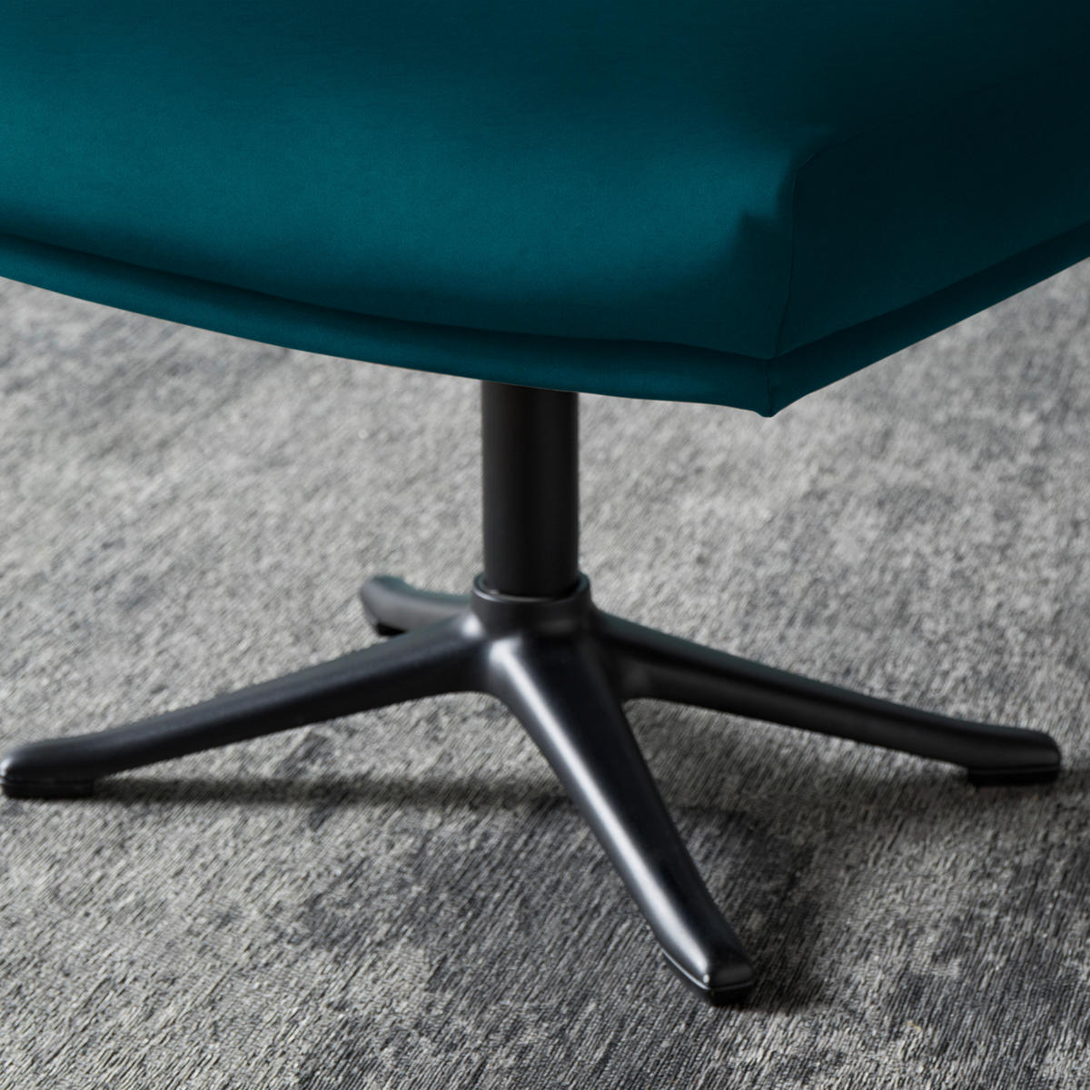HOCKER in Textil Petrol  - Petrol/Schwarz, Design, Textil/Metall (51/37/41cm) - home24