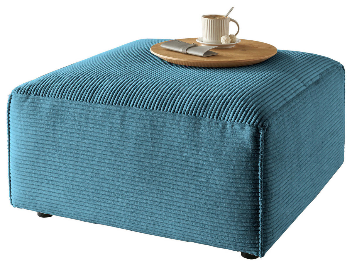 HOCKER Cord Petrol  - Petrol/Schwarz, Design, Kunststoff/Textil (80/42/80cm) - Pure Home Lifestyle