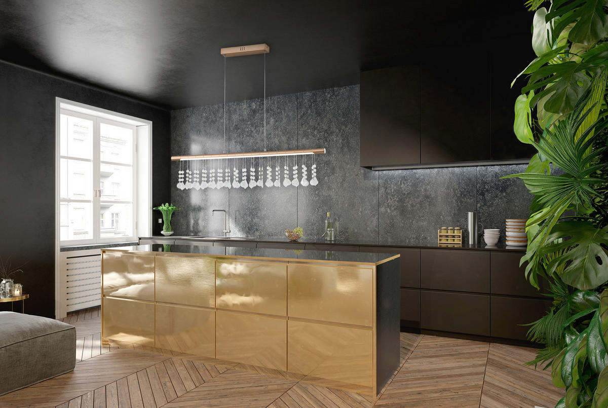 LED-HÄNGELEUCHTE Nobilis 100/6/120 cm   - Nickelfarben, Design, Glas/Kunststoff (100/6/120cm) - Näve