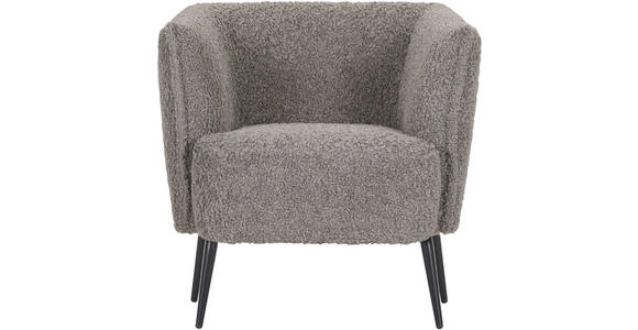 SESSEL in Plüsch Greige  - Greige/Schwarz, Design, Textil/Metall (76/73/76cm) - Landscape