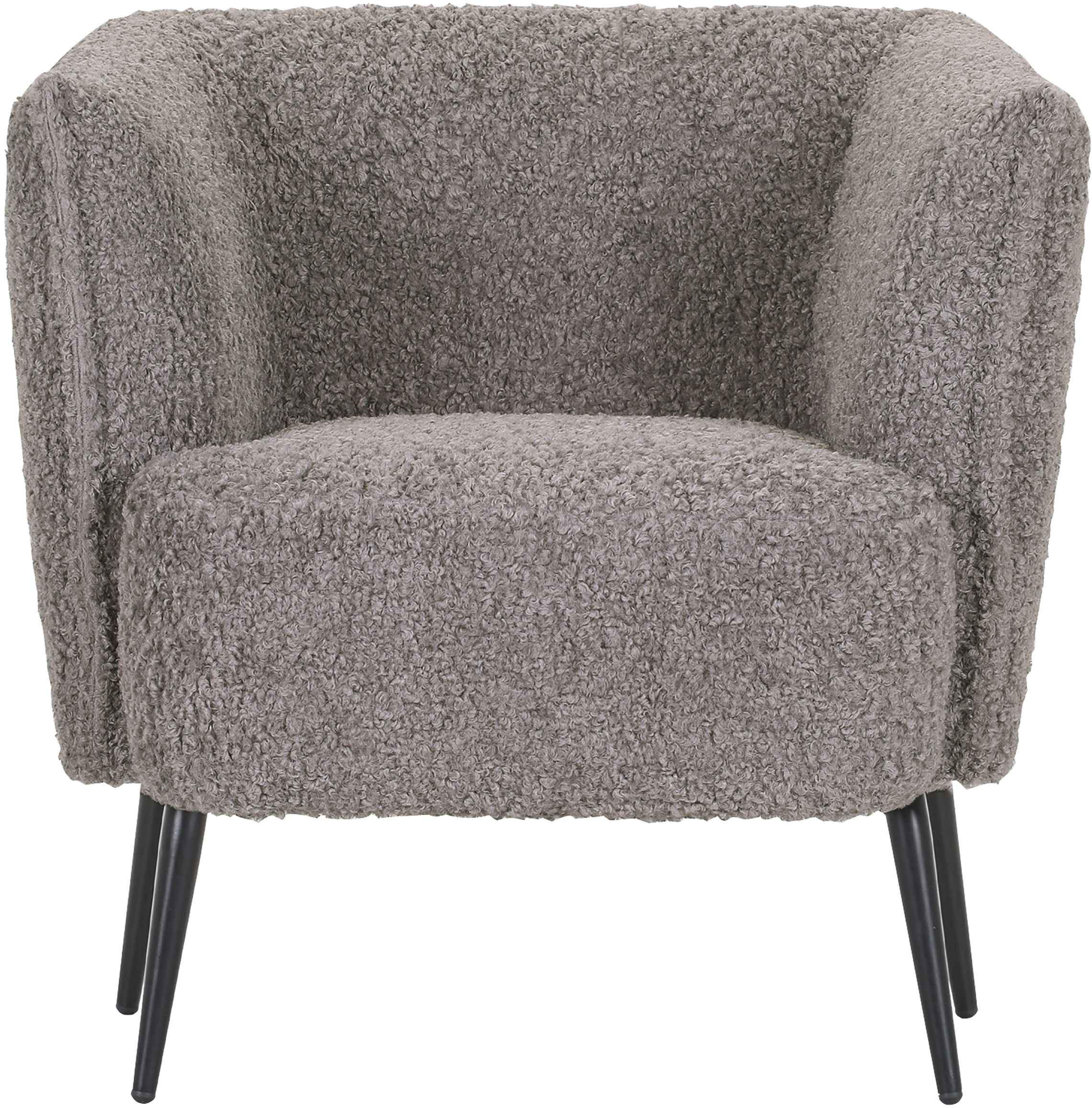 SESSEL in Plüsch Greige  - Greige/Schwarz, Design, Textil/Metall (76/73/76cm) - Landscape