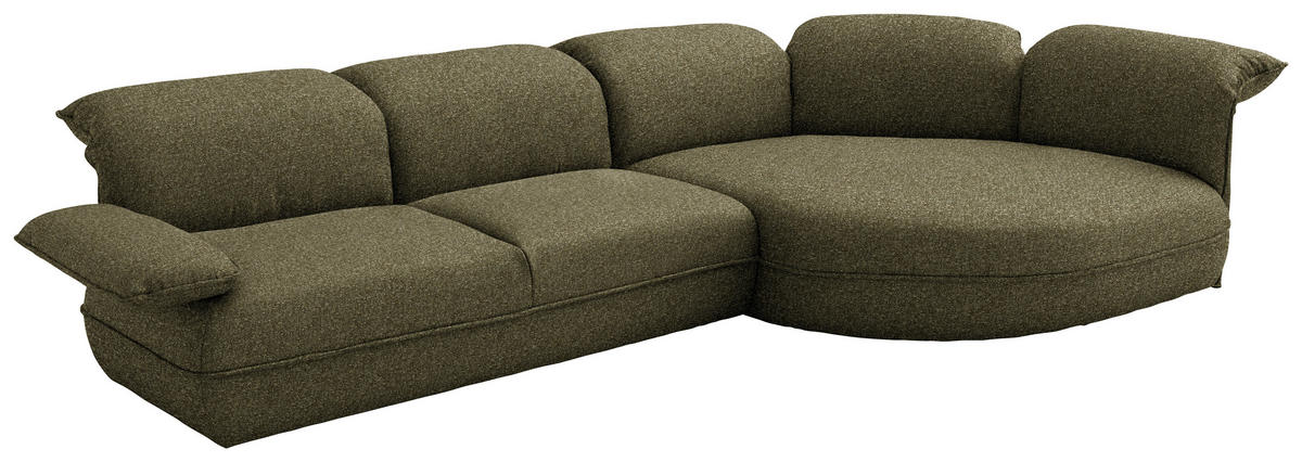 ECKSOFA Chenille Grün  - Schwarz/Grün, Design, Kunststoff/Textil (343/154cm) - Koinor