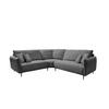ECKSOFA Grau Cord  - Schwarz/Grau, Design, Textil/Metall (256/256cm) - Livetastic