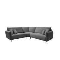 ECKSOFA Grau Cord  - Schwarz/Grau, Design, Textil/Metall (256/256cm) - Livetastic