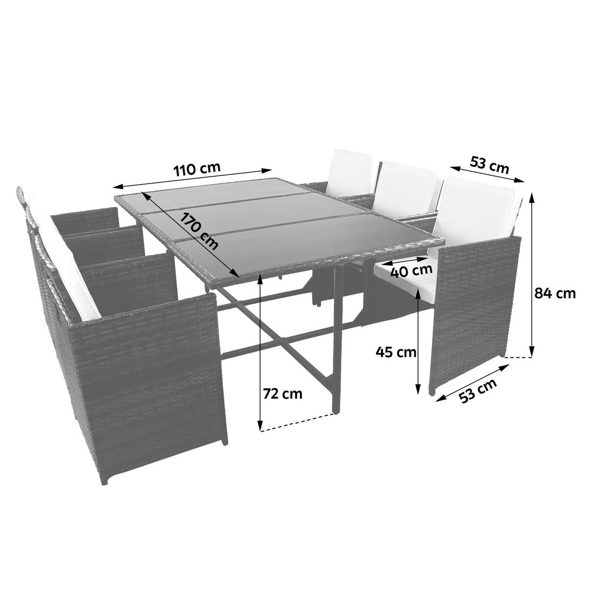 GARTENTISCHGRUPPE   - Creme/Braun, Modern, Glas/Kunststoff - Ambia Garden