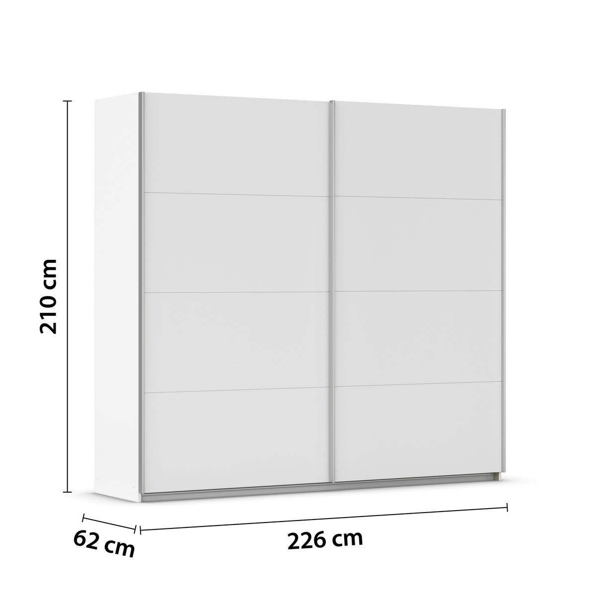 SCHWEBETÜRENSCHRANK 226/210/62 cm 2 Tür(en)-türig Weiß  - Alufarben/Weiß, KONVENTIONELL, Holzwerkstoff/Kunststoff (226/210/62cm) - home24