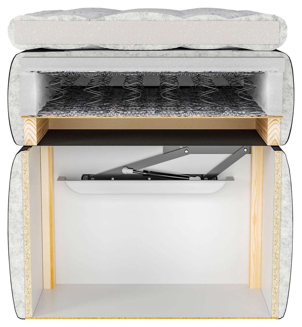 BOXBETT 180/220 cm  in Weiss  - Weiss/Schwarz, Modern, Holz/Holzwerkstoff (180/220cm) - MID.YOU